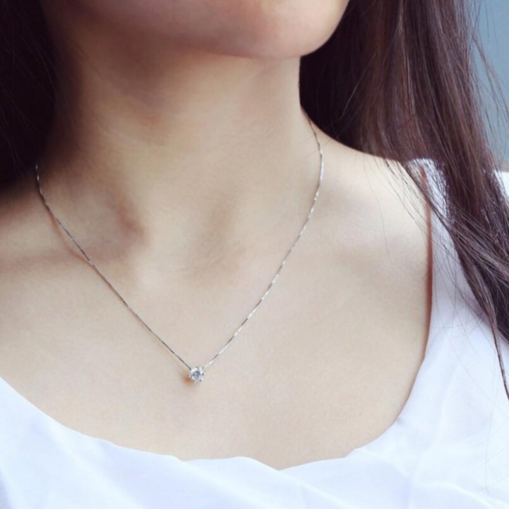 New 2ct Solitaire Diamond Sterling Silver Necklace - Picture 8 of 9